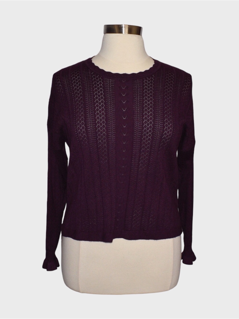 Adrianna Papell Pointelle Lightweight Knit Sweater